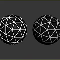 Black Spheres With Geometric Grid Lines And Shiny Reflective Surfaces