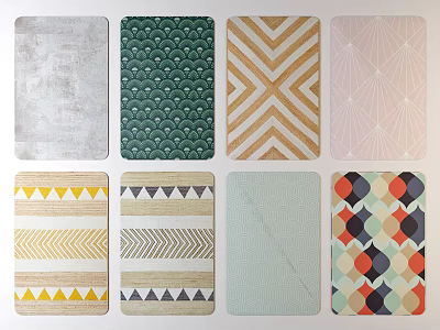 Nordic square carpet square linen carpet combination 3d model