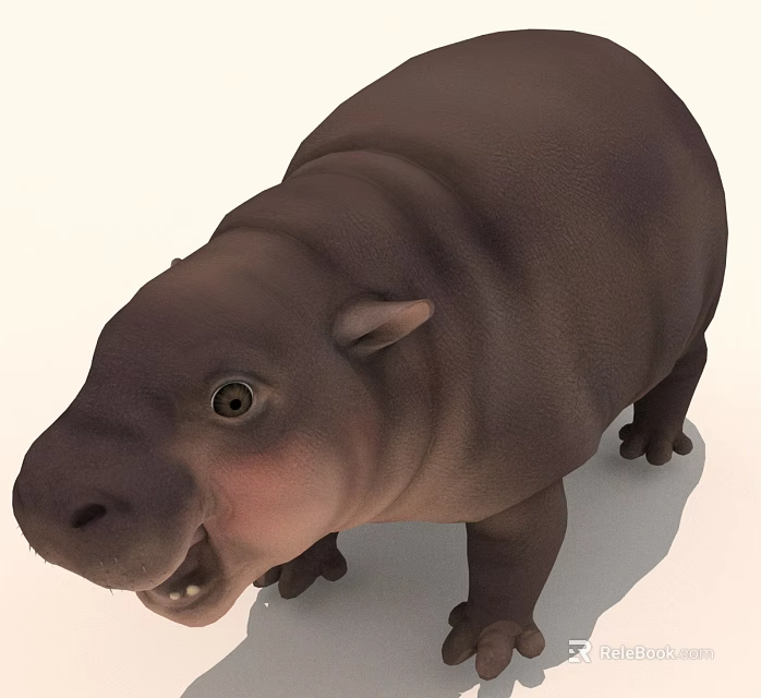 Realistic 3D Hippopotamus Model With Brown Skin Open Mouth And Detailed Features 3d model 