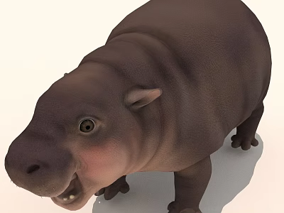 Realistic 3D Hippopotamus Model With Brown Skin Open Mouth And Detailed Features 3d model