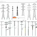 Industrial Equipment Display Of Transmission Towers And Utility Poles With Diverse Structures