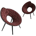 Stylish Red Leisure Chair with Hollow Design Velvet Upholstery and Black Metal Legs