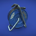 Blue Industrial Cable Reel With Black Cable And Metal Stand