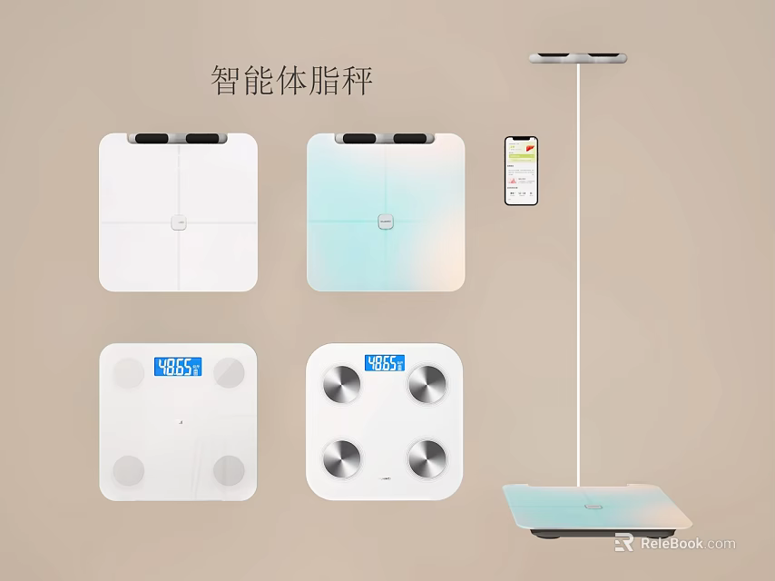 Smart Body Fat Scales With Various Designs Digital Display And Mobile App Connectivity 3d model 