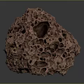 Natural Red Porous Stone with Unique Surface Holes and Textured Structure