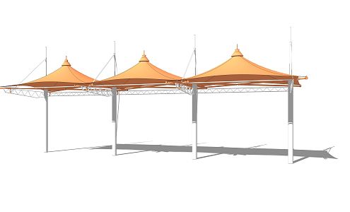 Modern tensioned membrane pavilion porch 3d model