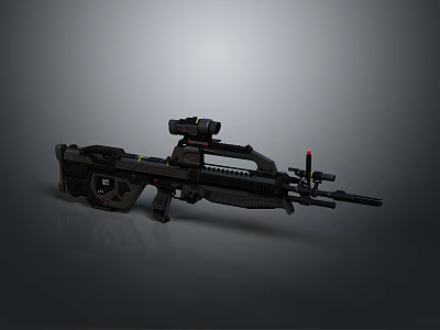 Advanced Combat Weapon With Tactical Scope Red Dot Sight And Ergonomic Grip Design 3d model