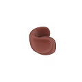 Modern Red Rounded Leisure Chair With Curved Backrest And Comfortable Armrests 3d model