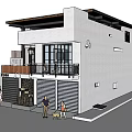 Detached House With White Exterior Brown Roof Garage House Number 369 And People At Entrance
