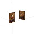 Two Framed Portraits With Rabbit Ears On Characters In Brown Frames And White Background