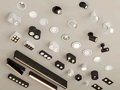 Modern Downlights And Spotlights With Various Designs For Home Interior Lighting 3d model