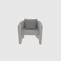 Modern Light Gray Upholstered Accent Chair With Armrests And Throw Pillow