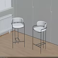 Modern White Bar Stools With Black Metal Frames In Bright Interior Space 3d model
