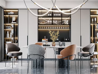 Light Luxury Dining Table and Chair Combination 3d model