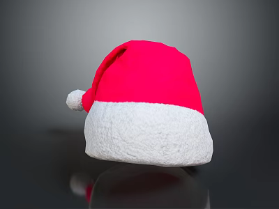 Red and White Santa Hat with Soft Pom Pom for Festive Holiday Wear 3d model