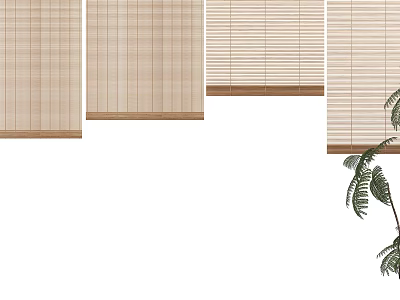 Wooden Blinds In Home Interior With Natural Light And Green Plant 3d model