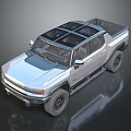 Modern Silver Pickup Truck With Panoramic Roof Rugged Tires And Spacious Truck Bed