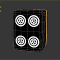 Modern Black Square Decorative Object With Four White Circular Target Like Patterns