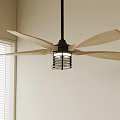 Modern Indoor Ceiling Fan With Wooden Blades And Integrated Light Fixture