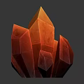 Vibrant Orange Red Geometric Faceted Crystal Cluster With Glossy Surface On Dark Background