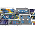 Basketball Court Interior Design With Multiple Layouts And Colorful Floor Patterns 3d model