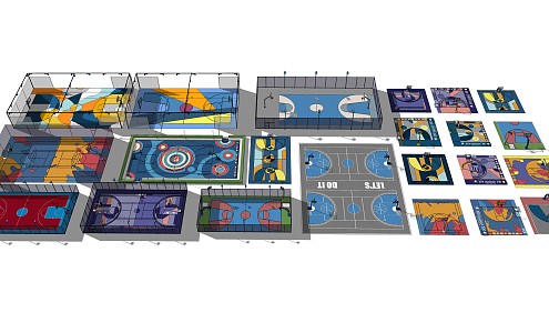 modern basketball court 3d model