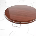 Round Wooden Kitchen Serving Tray Featuring Metal Edge And Stable Base Structure 3d model