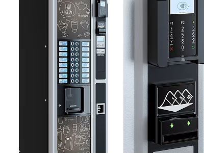 Functional Self Service Terminal With Keypad Card Slot Digital Display And Icons 3d model