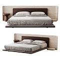 Silent Stone Fabric Double Bed 3d model