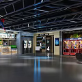 Modern Cinema Interior Design With Spider Man Decoration Movie Posters And Vending Machines