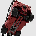 Red Building Blocks Forklift Model with Detailed Cab Forks and Black Wheels