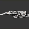 Futuristic Spaceship With Sleek Body Gray White Color Detailed Textures And Orange Accents