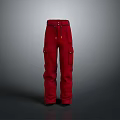 Stylish Red Cargo Pants With Multiple Pockets For Everyday Use And Comfort 3d model