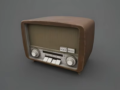 Vintage Television With Brown Casing Classic Knobs And ON OFF VOLUME Labels 3d model