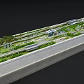 Aerial Planning of Urban Transport Hub With Curved Rail Tracks Green Lawns and Buildings