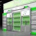 RAFIG Green And Silver Product Display Cabinet With Shelves And Bottles