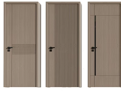 Modern Hinged Doors in Light Wood Tone with Various Designs and Textures 3d model