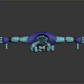 3D Cartoon Character With Blue Ears Arms And Pink Purple Body Standing With Arms Outstretched