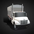 White Commercial Cargo Truck With Canvas Covered Bed And Dual Rear Wheels