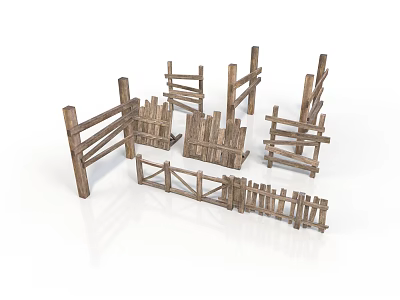 Wooden Fence Scene Components With Various Styles For Model Scenery 3d model