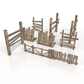 Wooden Fence Scene Components With Various Styles For Model Scenery
