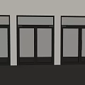 Three Sets of Double Doors with Black Frames and Glass in Modern Interior Space