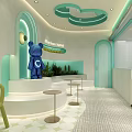 Teecialano Dessert Shop With Light Green Creamy White Facade Large Glass Windows And Display Counters