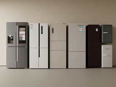 Various Colors and Styles of Modern Refrigerators for Home Kitchen Use 3d model