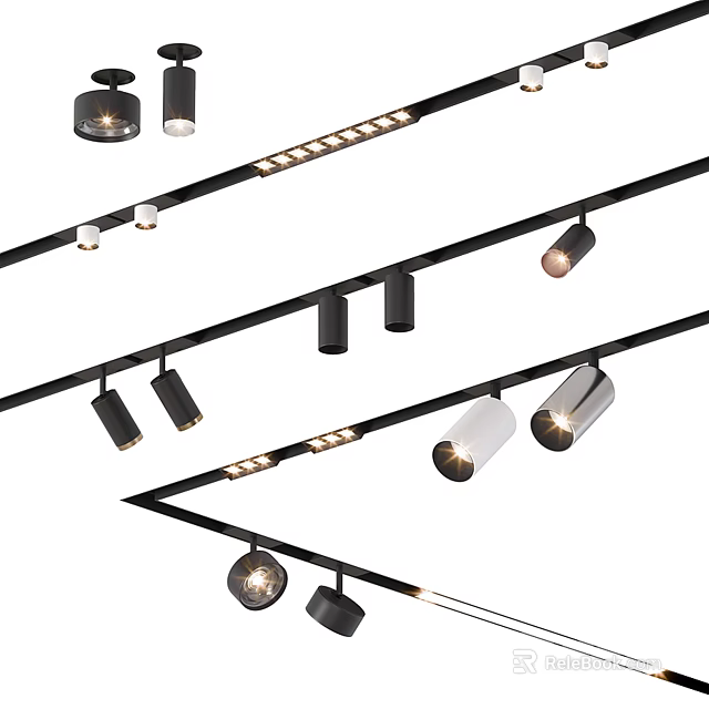 Contemporary Track Mounted Downlights and Spotlights with Various Styles for Ceiling Lighting 3d model 