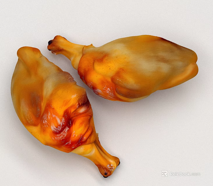 Golden Brown Roasted Chicken Drumsticks With Crispy Skin And Juicy Meat 3d model 
