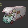 Sleek Modern Silver Camper Van Exterior With Roof Equipment And Side Windows 3d model