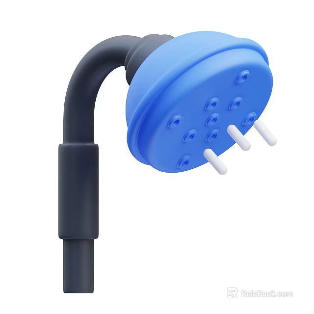 Modern Blue Shower Head With Black Handle And Multiple Spray Nozzles 3d model 