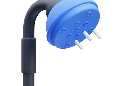 Modern Blue Shower Head With Black Handle And Multiple Spray Nozzles 3d model