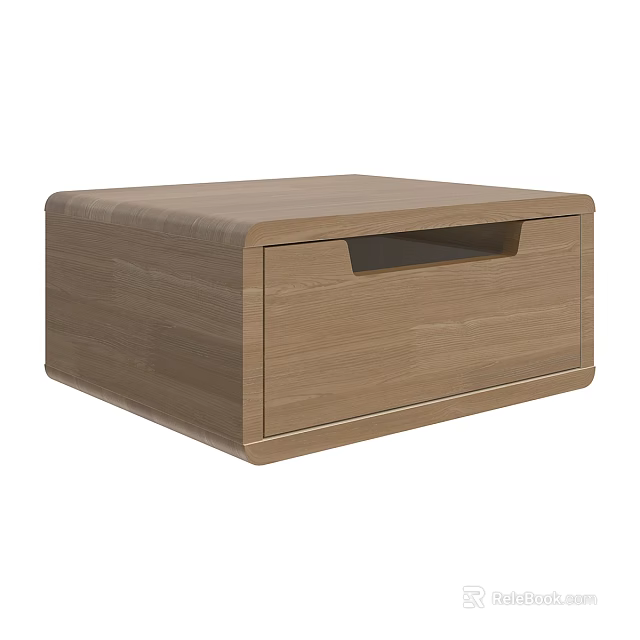 Modern Wooden Nightstand With Single Drawer Simple Design And Natural Wood Finish 3d model 